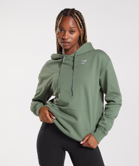 Bluzy Z Kapturem Gymshark Treningowe Oversized Damskie Zielone | PL 512EPJ